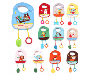 Babero con mordedor de juguete