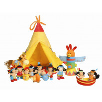 Tipi con 10 indios de peluche 