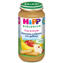 Tarrito de manzana y plátano con galletas